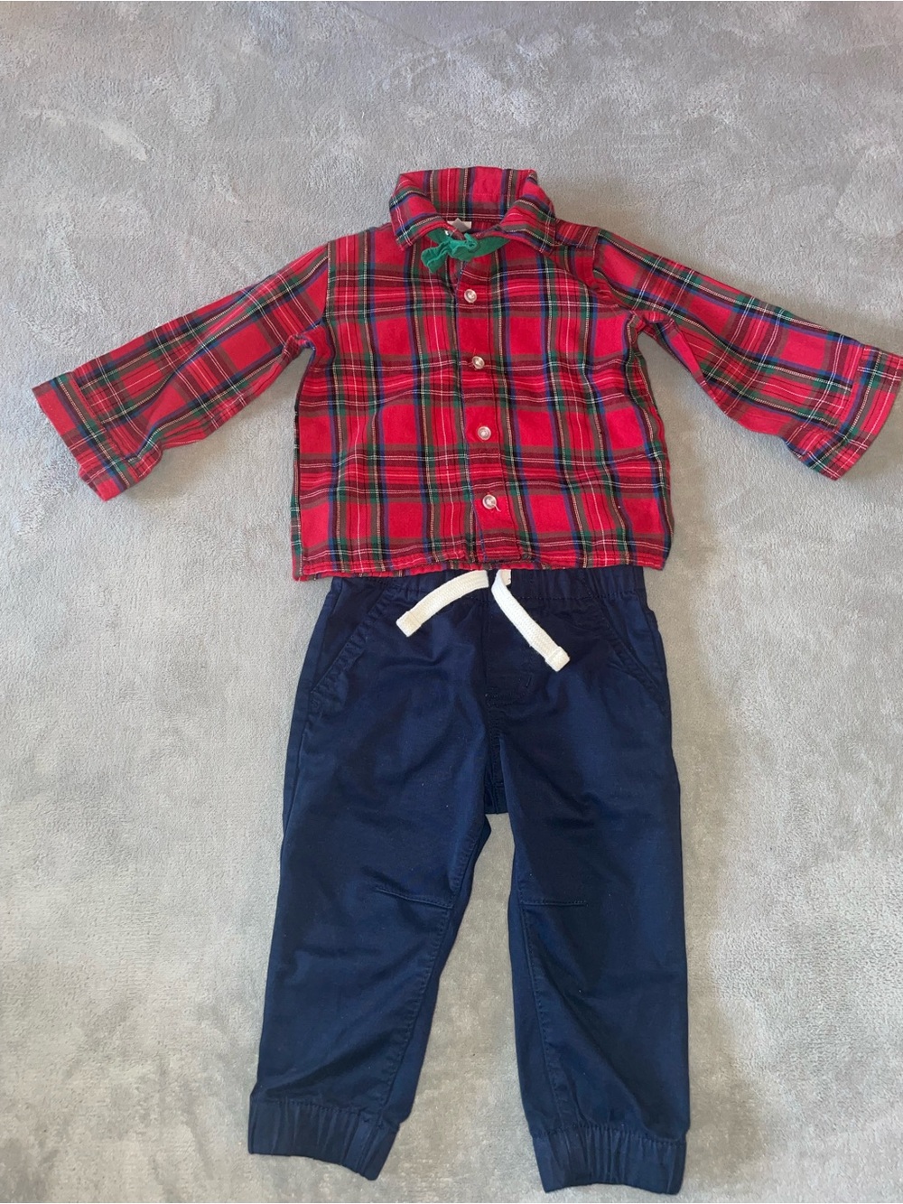 Cat & Jack Baby Boy Clothes Bundle | 12-18 months | Plaid Red & Blue Jeans